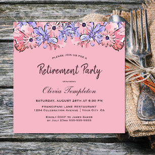Invitación Fiesta de retiro floral de lavanda rosa