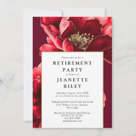 Invitación Fiesta de retiro floral de Moda elegante roja