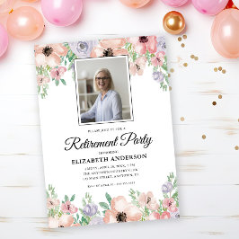 Invitación Fiesta de retiro fotográfico Elegante Flores Paste