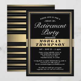 Invitación Fiesta de retiro impulsor blanco y oro negro
