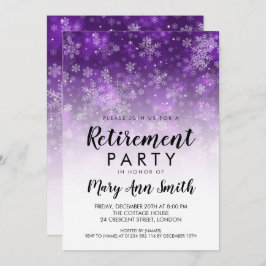 Invitación Fiesta de retiro invernal sparkle morado