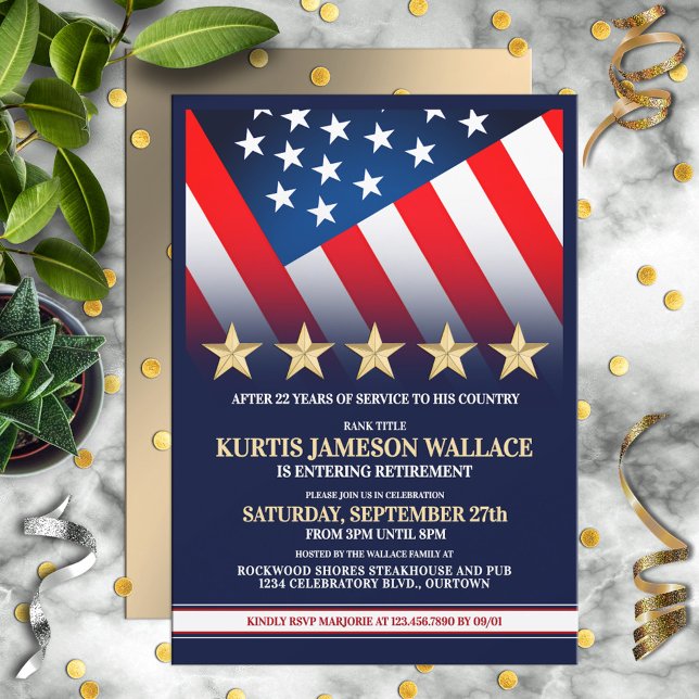 Invitación Fiesta de Retiro Militar de Cinco Estrellas de Oro (Subido por el creador)