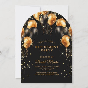 Invitación Fiesta de retiro moderno elegante Purpurina de oro