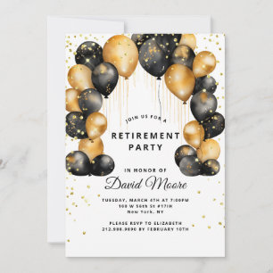 Invitación Fiesta de retiro moderno Oro blanco negro