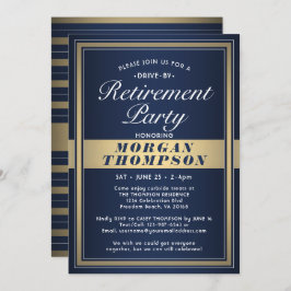 Invitación Fiesta de retiro móvil Marina azul blanco y oro