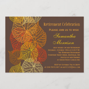 Invitación Fiesta de retiro otoñal de oro de las hojas