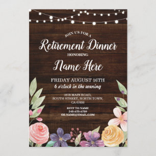 Invitación Fiesta de retiro ruso FloralInvite de madera retir