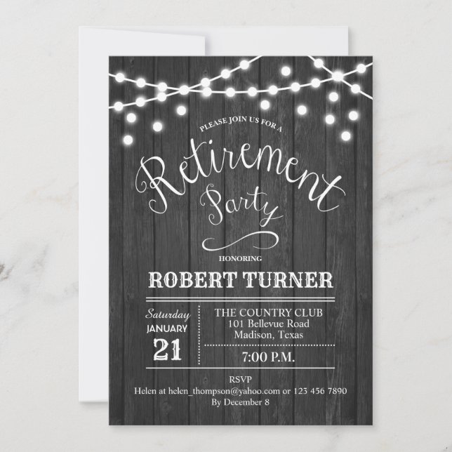 Invitación Fiesta de retiro ruso Wood Gray (Anverso)