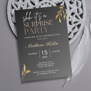 Invitación Fiesta de retiro simple de sorpresa negra en línea