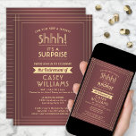 Invitación Fiesta de Retiro Sorpresa Elegante Borgoña y Oro<br><div class="desc">¿Puedes guardar un secreto? Invitar a colegas, compañeros de trabajo, familia y amigos a una elegante y emocionante celebración de retiro sorpresa con invitaciones del personalizado burdeos y de la fiesta de oro. Todo el texto de esta plantilla es sencillo de personalizar, incluyendo el mensaje que dice "¡Shhh! Es una...</div>
