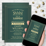 Invitación Fiesta de retiro sorpresa Elegante Verde y Oro<br><div class="desc">¿Puedes guardar un secreto? Invitar a colegas, compañeros de trabajo, familia y amigos a una elegante y emocionante celebración de retiro sorpresa con invitaciones de personalizado verde y de oro. Todo el texto de esta plantilla es sencillo de personalizar, incluyendo el mensaje que dice "¡Shhh! Es una SORPRESA". El diseño...</div>