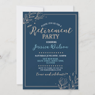 Invitación Fiesta de retiro sorpresa Floral masculina azul