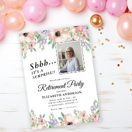 Invitación Fiesta de Retiro Sorpresa Flores Pastel Elegante