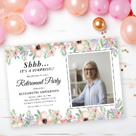 Invitación Fiesta de Retiro Sorpresa Flores Pastel Elegante