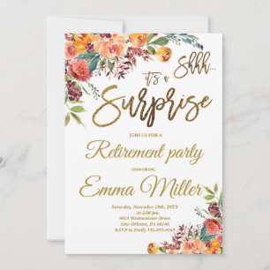 Invitación Fiesta de retiro sorpresa, retirada floral de MINT