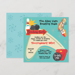 Invitación Fiesta de Retro Bowling Team League