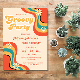 Invitación fiesta de Retro Groovy de los años 70