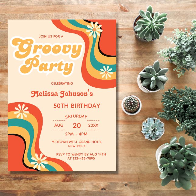 Invitación fiesta de Retro Groovy de los años 70 (Subido por el creador)