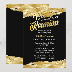 Invitación Fiesta de Reunión de Clase Moderna Gold Tone
