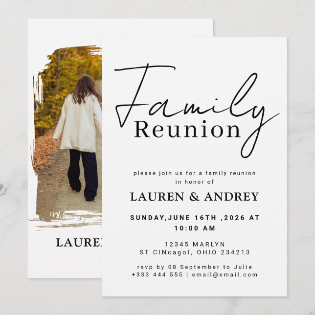 Invitación Fiesta de Reunión de la Familia de la Escritura Mo (Anverso / Reverso)