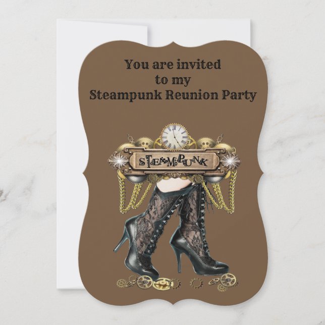 Invitación Fiesta de Reunión de Steampunk (Anverso)