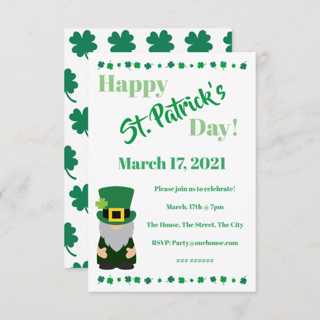 Invitación Fiesta de reunión del día de San Patricio (Anverso / Reverso)