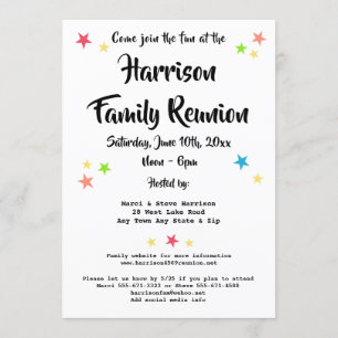 Invitación Fiesta de reunión familiar de estrellas divertidas