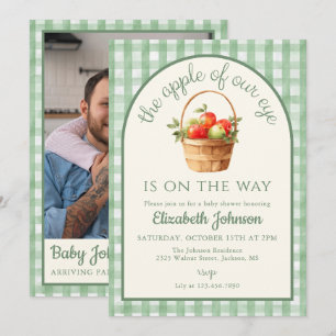Invitación Fiesta de Revelación de Bebé con Foto de Manzana d