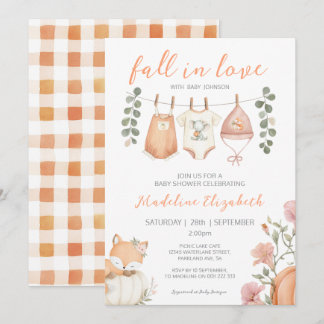 Invitación Fiesta de Revelación de Bebé Ropa de Otoño Enamóra