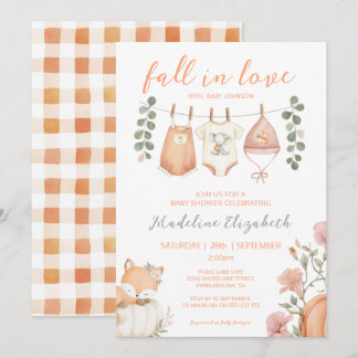 Invitación Fiesta de Revelación de Bebé Ropa de Otoño Enamóra