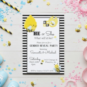 Invitación Fiesta de revelación de Bee Cute Gender Baby
