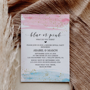 Invitación Fiesta de revelación de color azul o rosa de color