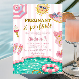 Invitación Fiesta de revelación de embarazo junto a la piscin