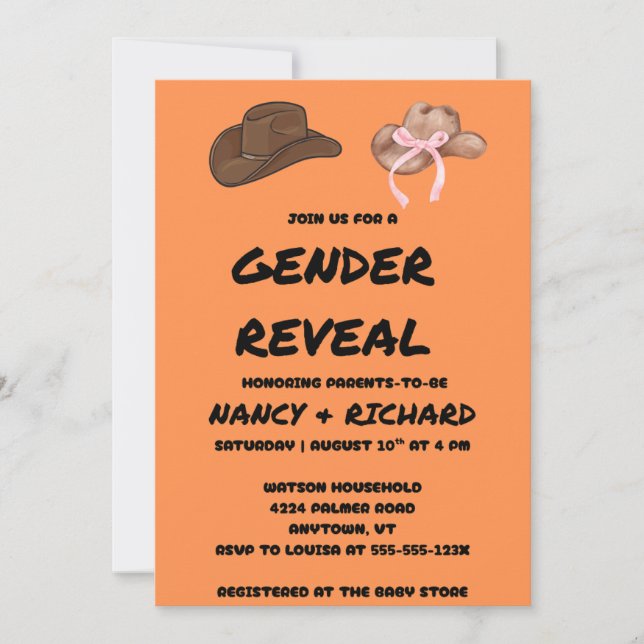 Invitación Fiesta de Revelación de Género (Anverso)