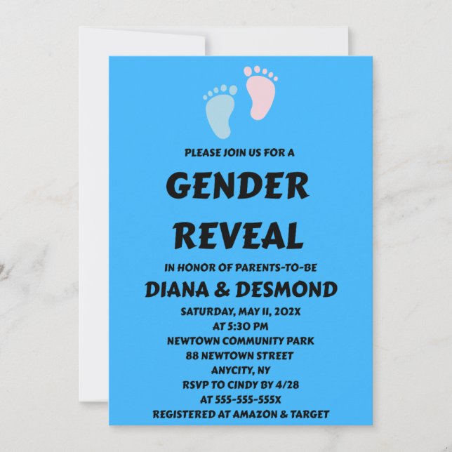 Invitación Fiesta de Revelación de Género (Anverso)