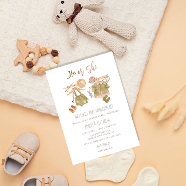 Invitación Fiesta de Revelación de Género Acuarela Boho (Subido por el creador)