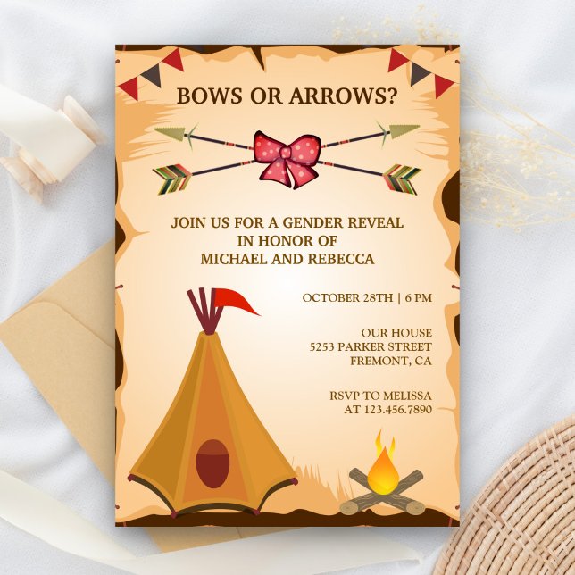 Invitación Fiesta de Revelación de Género Arcos o Flechas Tri (Subido por el creador)