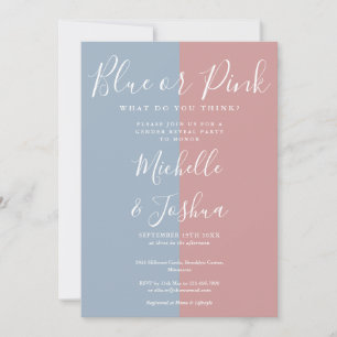 Invitación Fiesta de Revelación de Género Azul o Rosa Elegant