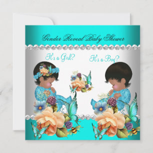 Invitación Fiesta de Revelación de Género Baby Shower Flores 
