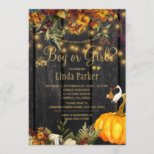 Invitación Fiesta de revelación de género baby shower otoño c