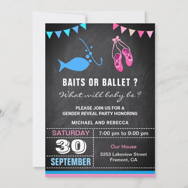 Invitación Fiesta de revelación de género Baits o Ballet (Anverso)
