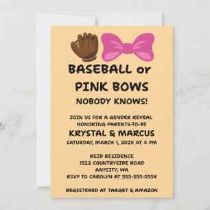 Invitación Fiesta de Revelación de Género: Béisbol o Lazos Ro