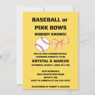 Invitación Fiesta de Revelación de Género: Béisbol o Lazos Ro