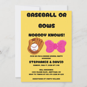 Invitación Fiesta de Revelación de Género: Béisbol o Lazos Ro