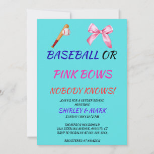 Invitación Fiesta de revelación de género: béisbol o lazos ro