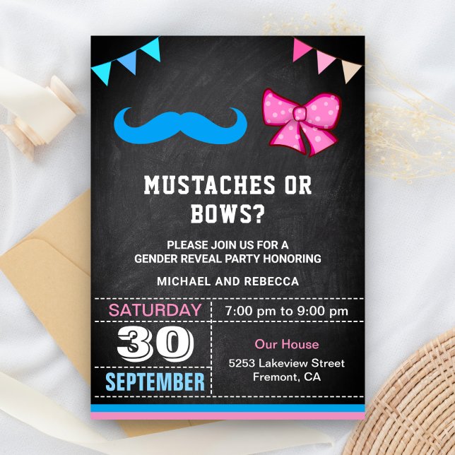 Invitación Fiesta de Revelación de Género Bigotes o Lazos (Subido por el creador)