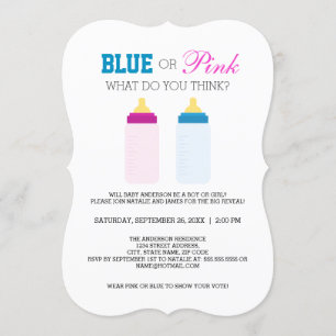 Invitación Fiesta de Revelación de Género con Biberón Azul o