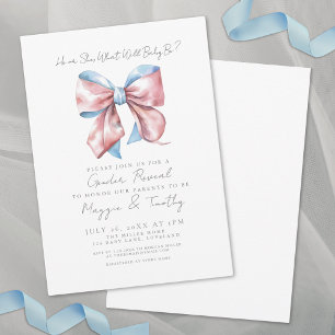 Invitación Fiesta de Revelación de Género con Lazo Rosa y Azu