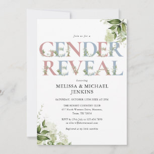 Invitación Fiesta de Revelación de Género con Vegetación Azul