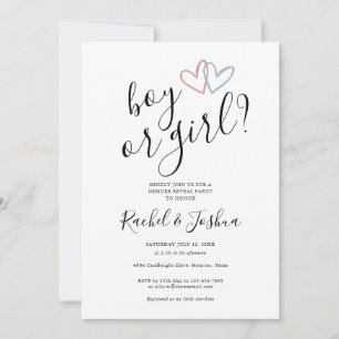 Invitación Fiesta de Revelación de Género Corazones Azules y 